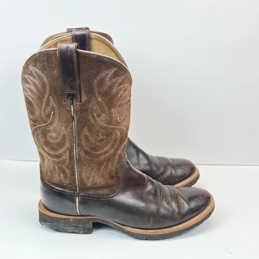 Ariat Boots Men’s Size 12D Brown Cowboy Western Boots Round Toe Leather - Picture 2 of 8
